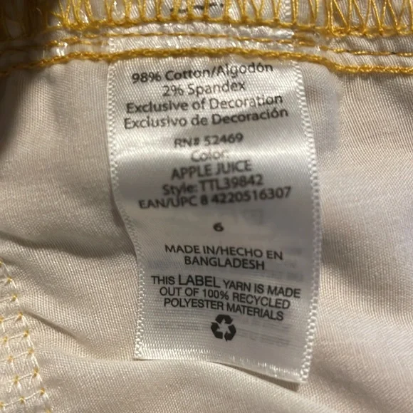 NWOT Time  and True Cropped Pants High Rise Cotton Blend Mustard Yellow - Picture 4 of 5